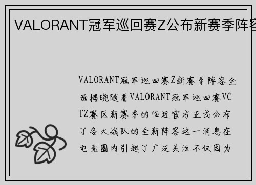 VALORANT冠军巡回赛Z公布新赛季阵容